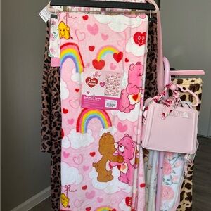 Care Bears Pink and Brown Plush Blanket